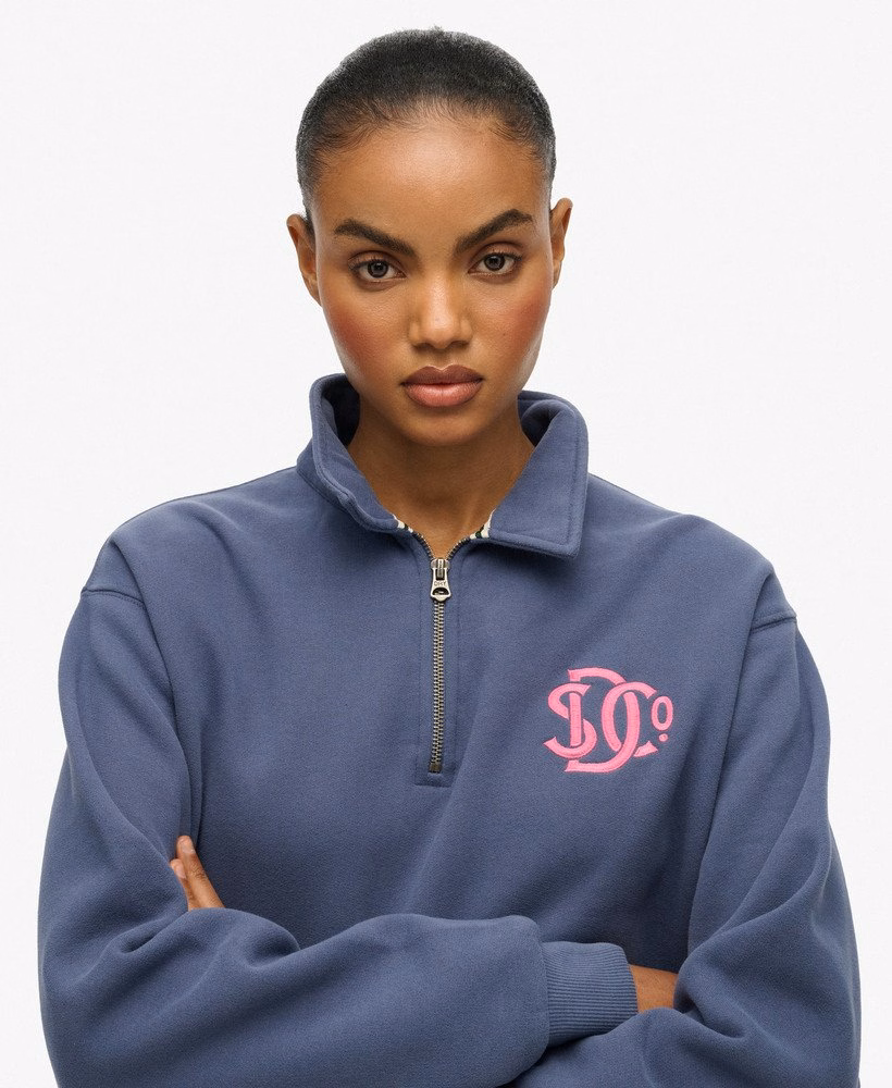 SD&Co. Sweatshirt met kraag en halve rits