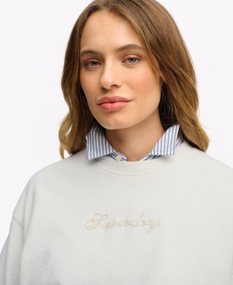 Script Brand Loose Crew Sweatshirt