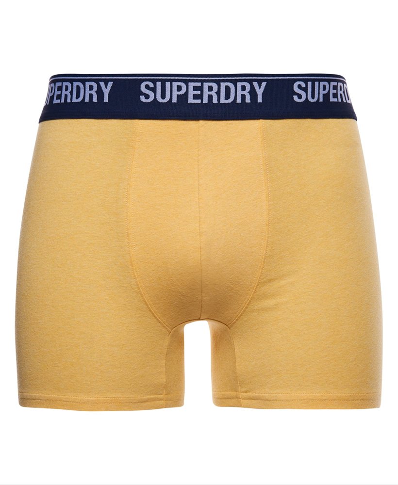 biologisch katoenen boxershorts dubbelverpakking in geelgrijs.