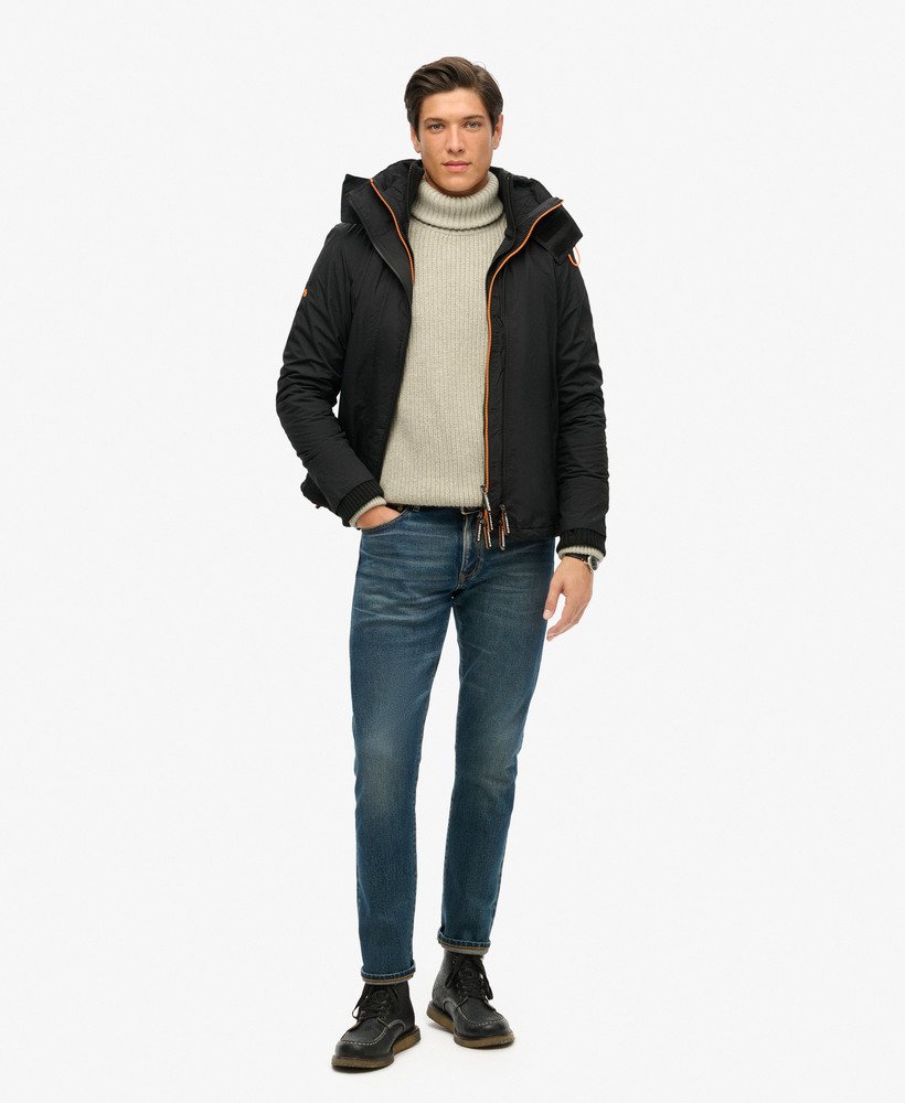 pop zip hood arctic sd-windcheater jacket in zwartfluororanje