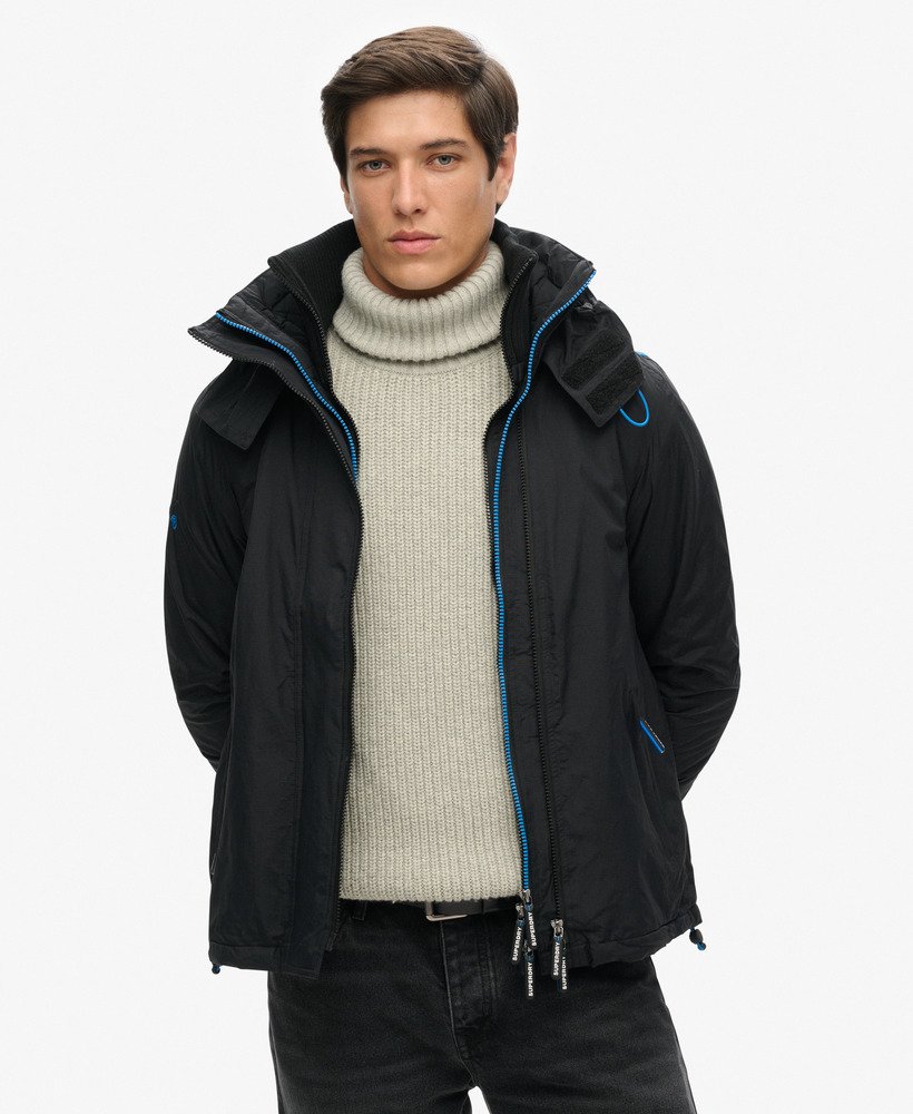 pop zip hood arctic sd-windcheater jacket in blacksuper denby new branding