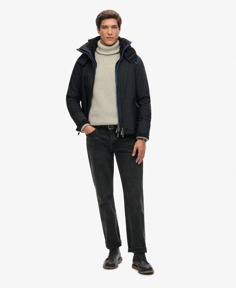 pop zip hood arctic sd-windcheater jacket in blacksuper denby new branding