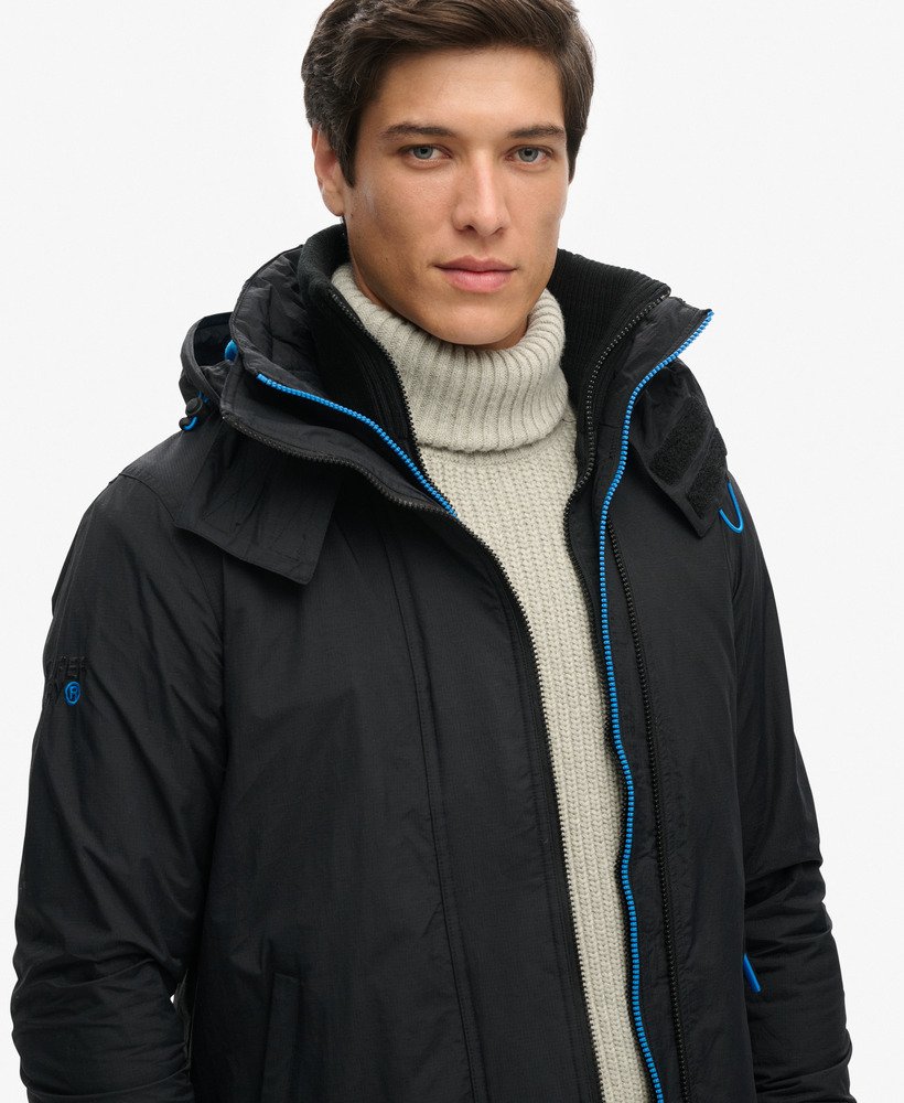 pop zip hood arctic sd-windcheater jacket in blacksuper denby new branding