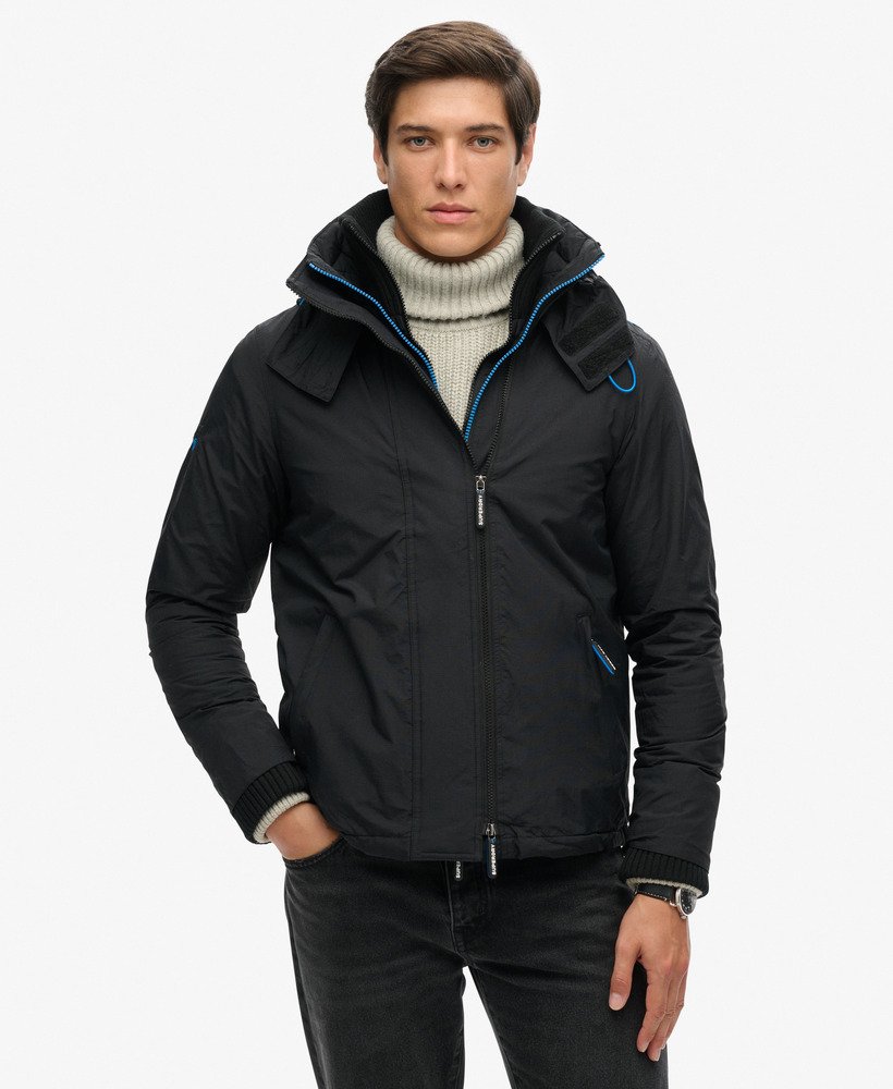 pop zip hood arctic sd-windcheater jacket in blacksuper denby new branding