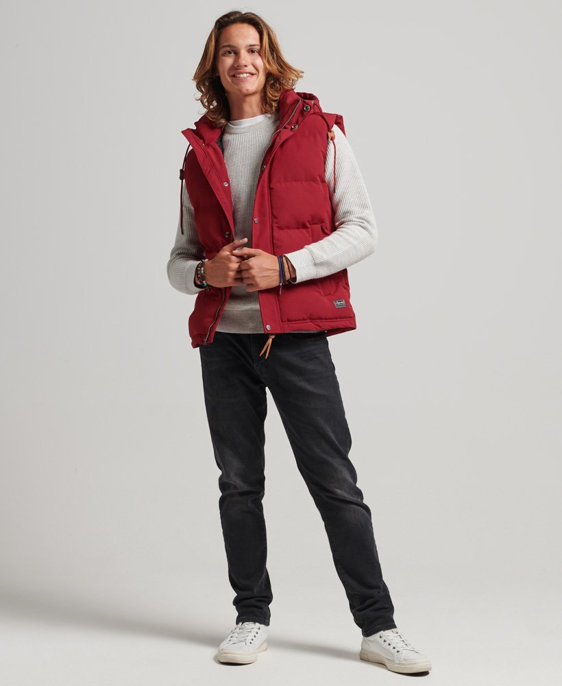 everest gewatteerd vest met capuchon in dieprood
