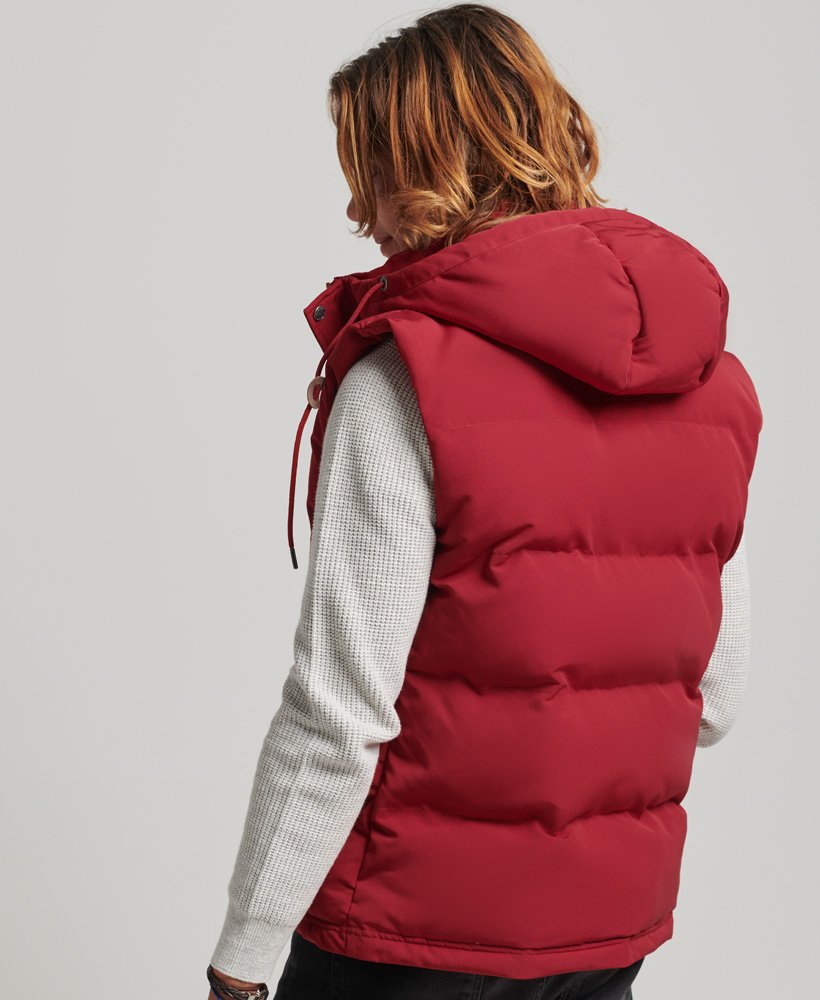 everest gewatteerd vest met capuchon in dieprood