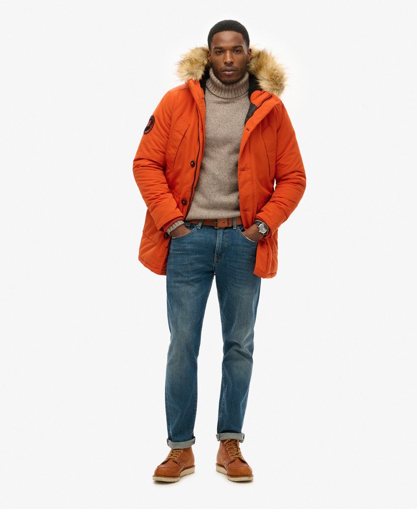 everest parka met capuchon van imitatiebont in de kleur gepureerde pompoen.