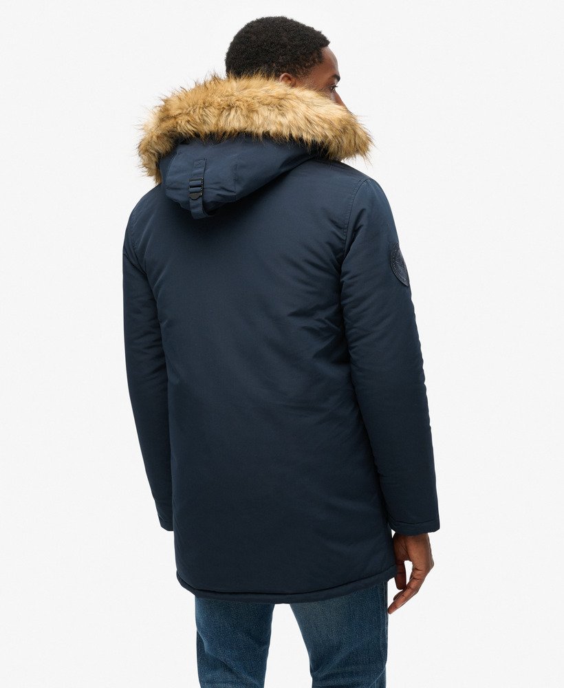 everest parka met capuchon van imitatiebont in nordic chrome navy