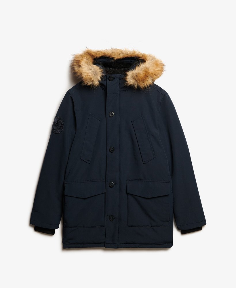 everest parka met capuchon van imitatiebont in nordic chrome navy