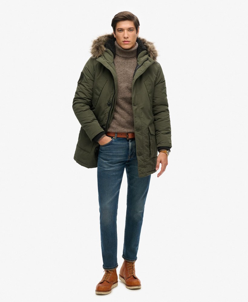 everest parka met capuchon van imitatiebont in olijfgroen surplus goods.
