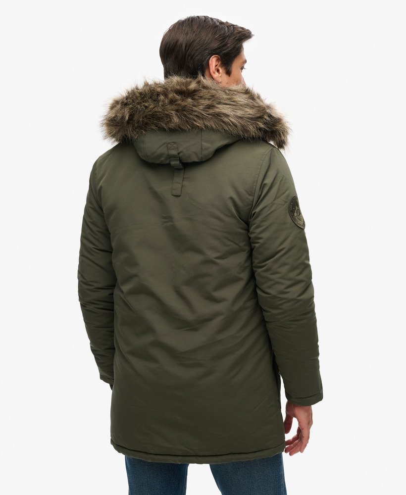 everest parka met capuchon van imitatiebont in olijfgroen surplus goods.
