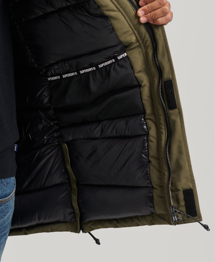 everest parka met capuchon van imitatiebont in gewassen kaki