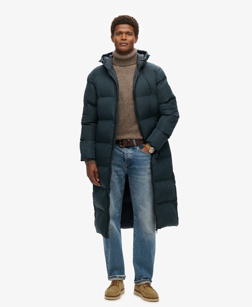 extra lange gewatteerde jas in eclipse navy