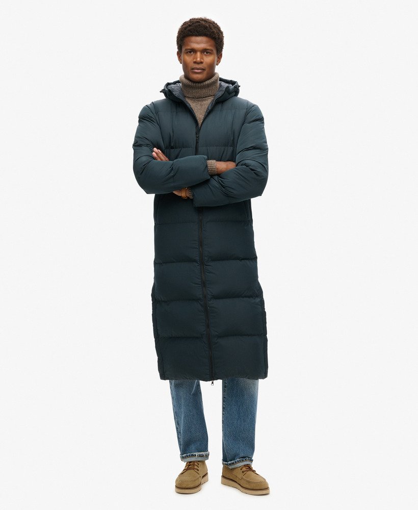 extra lange gewatteerde jas in eclipse navy