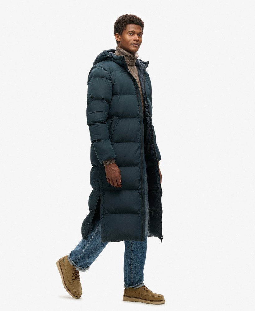 extra lange gewatteerde jas in eclipse navy