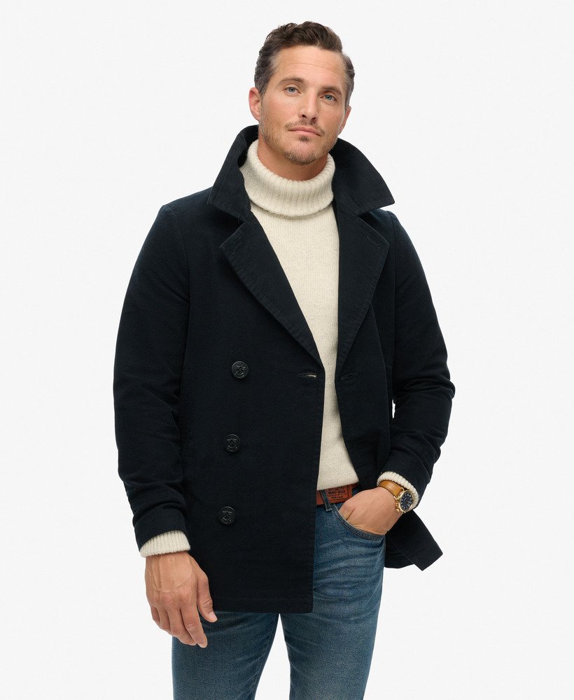 de merchant store - moleskin pea coat in ink