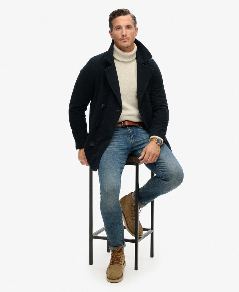 de merchant store - moleskin pea coat in ink