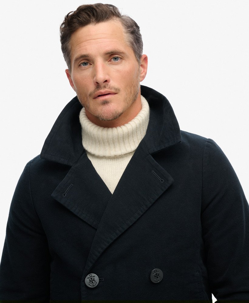 de merchant store - moleskin pea coat in ink