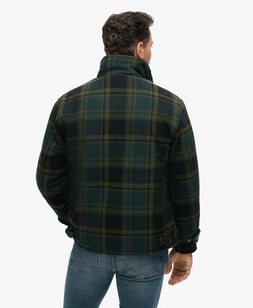 de merchant store - wollen werkjas in merchant green check