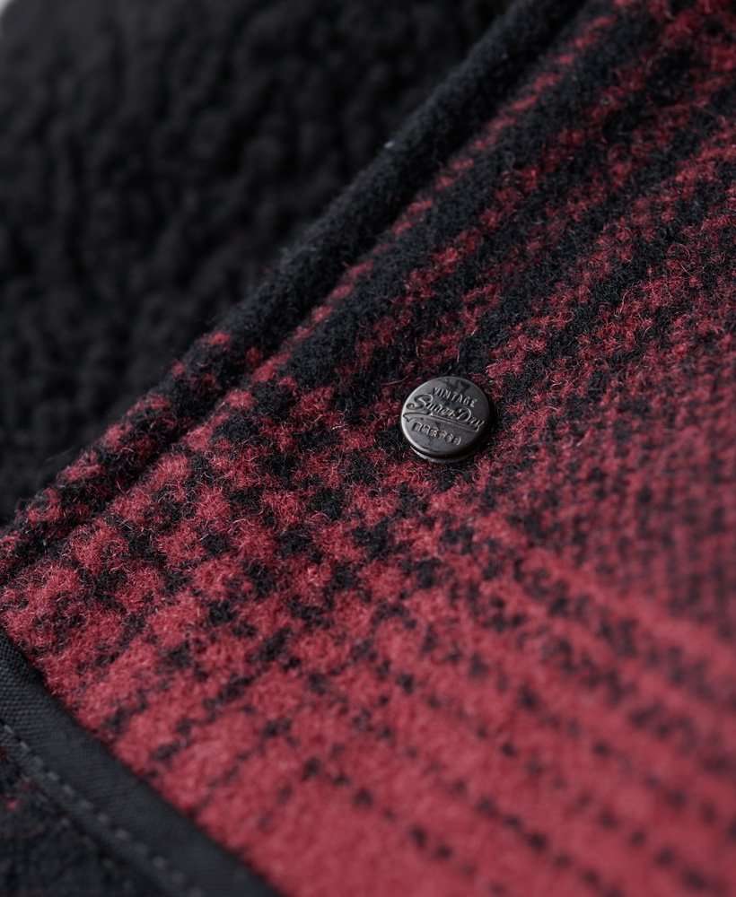 de merchant store - wollen werkjas in merchant rhubarb red check