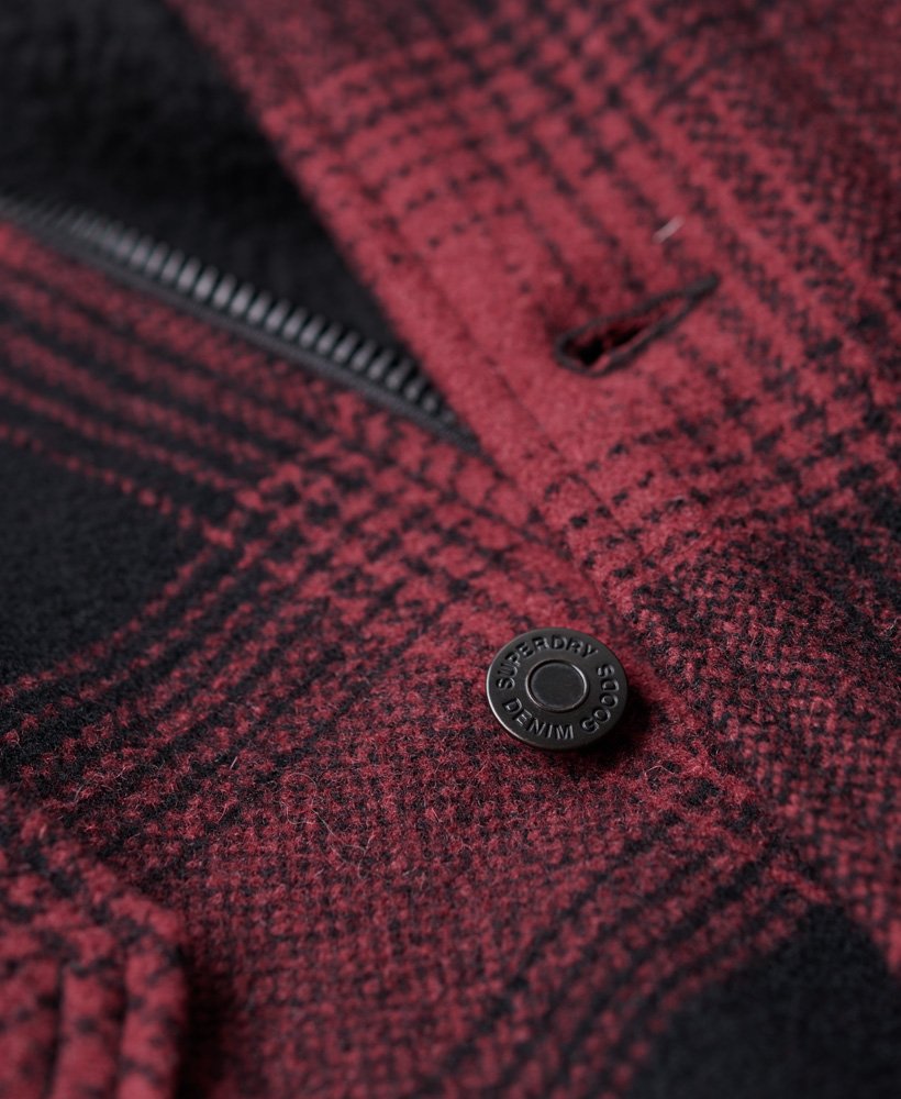 de merchant store - wollen werkjas in merchant rhubarb red check