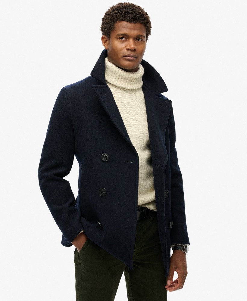 the merchant store - wollen peacoat in eclipse navy