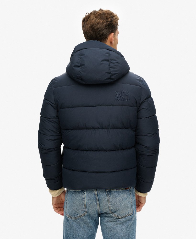 gewatteerde sportjas met capuchon in eclipse navy