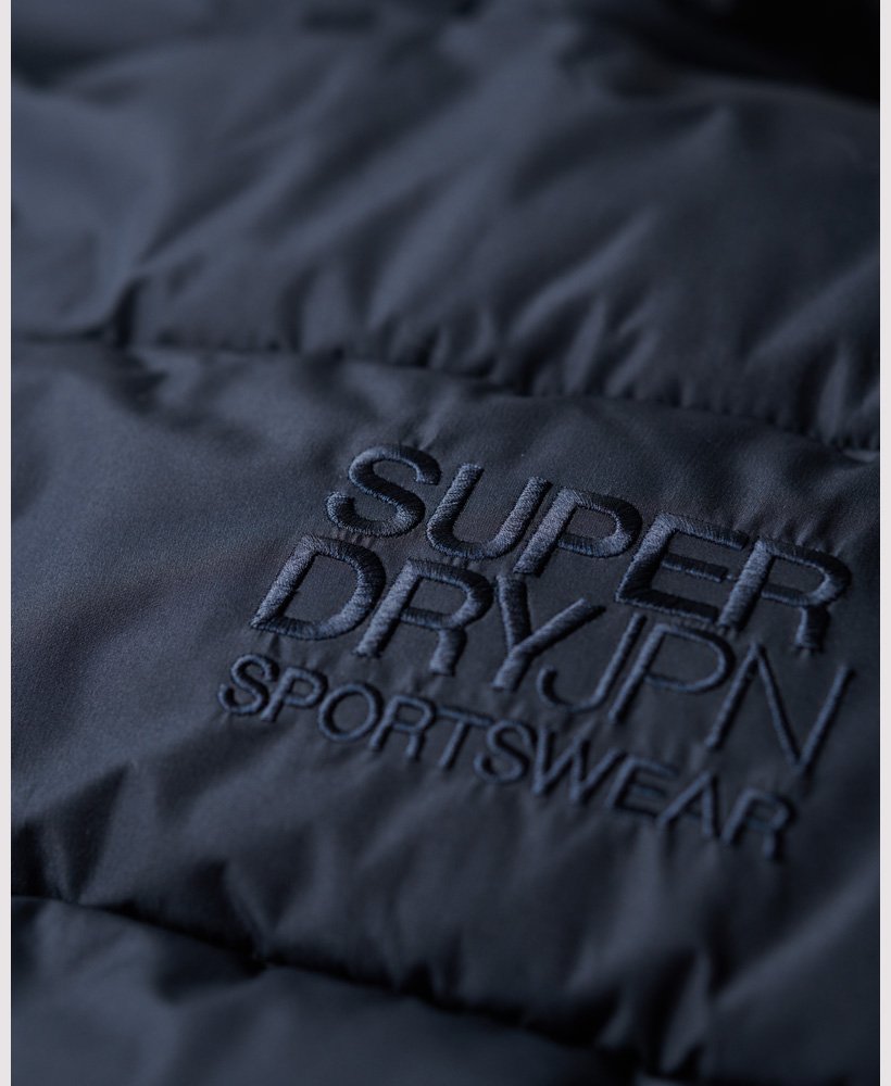gewatteerde sportjas met capuchon in eclipse navy