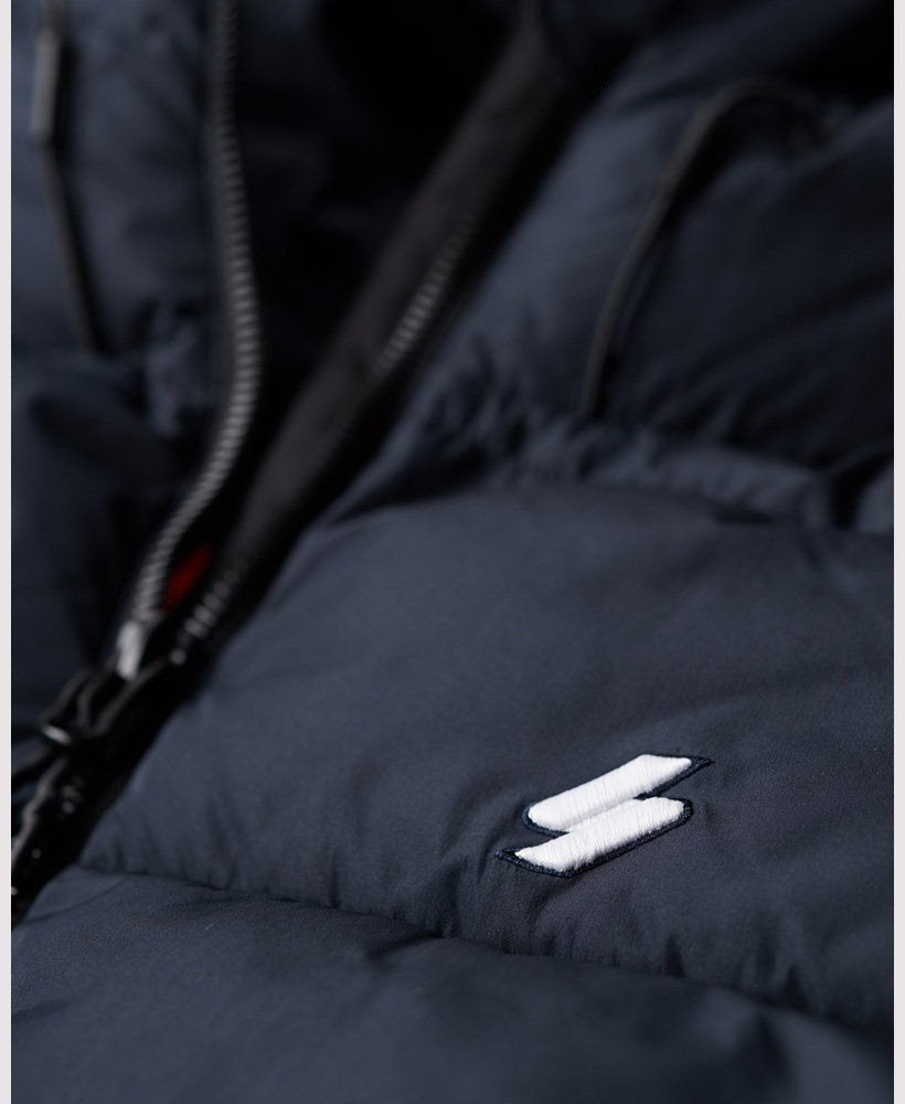 gewatteerde sportjas met capuchon in eclipse navy