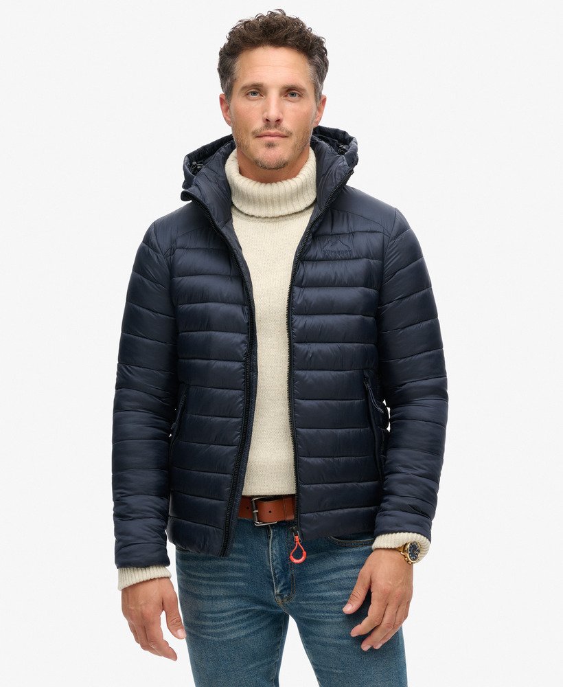 gewatteerde jas met capuchon van fuji sport in eclipse navy