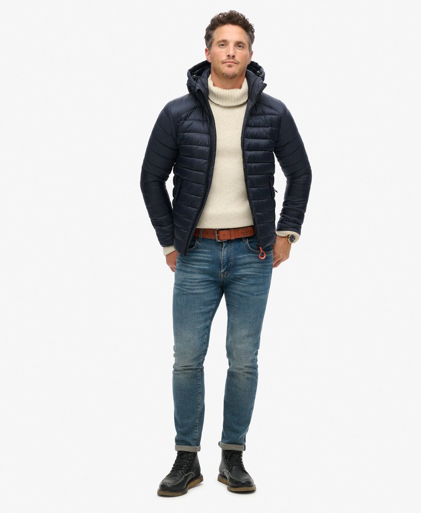 gewatteerde jas met capuchon van fuji sport in eclipse navy