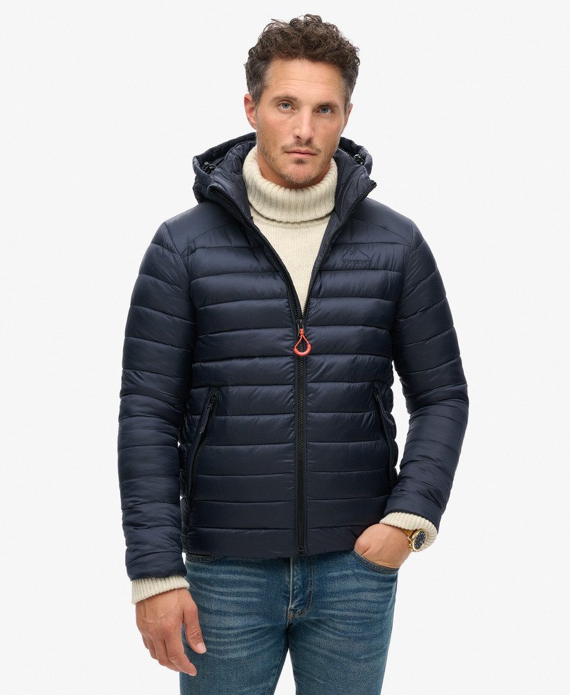 gewatteerde jas met capuchon van fuji sport in eclipse navy
