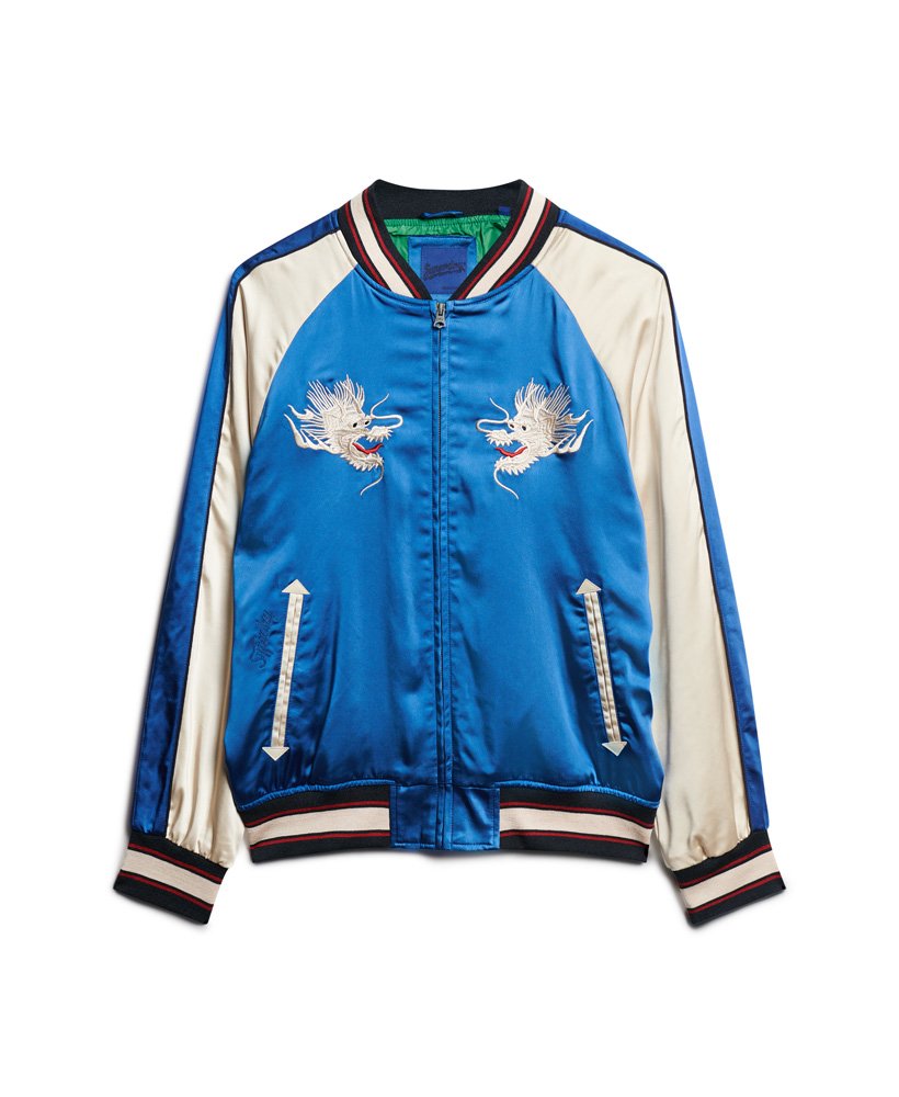 geborduurd sukajan bomberjack in mazarineblauw