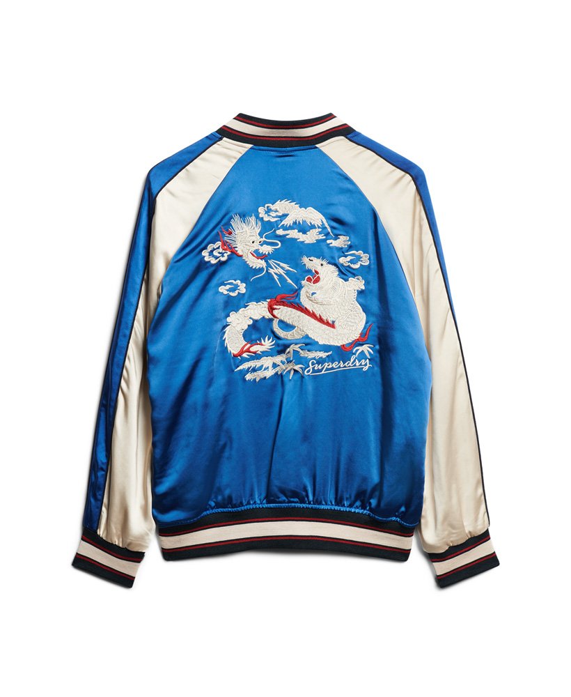 geborduurd sukajan bomberjack in mazarineblauw