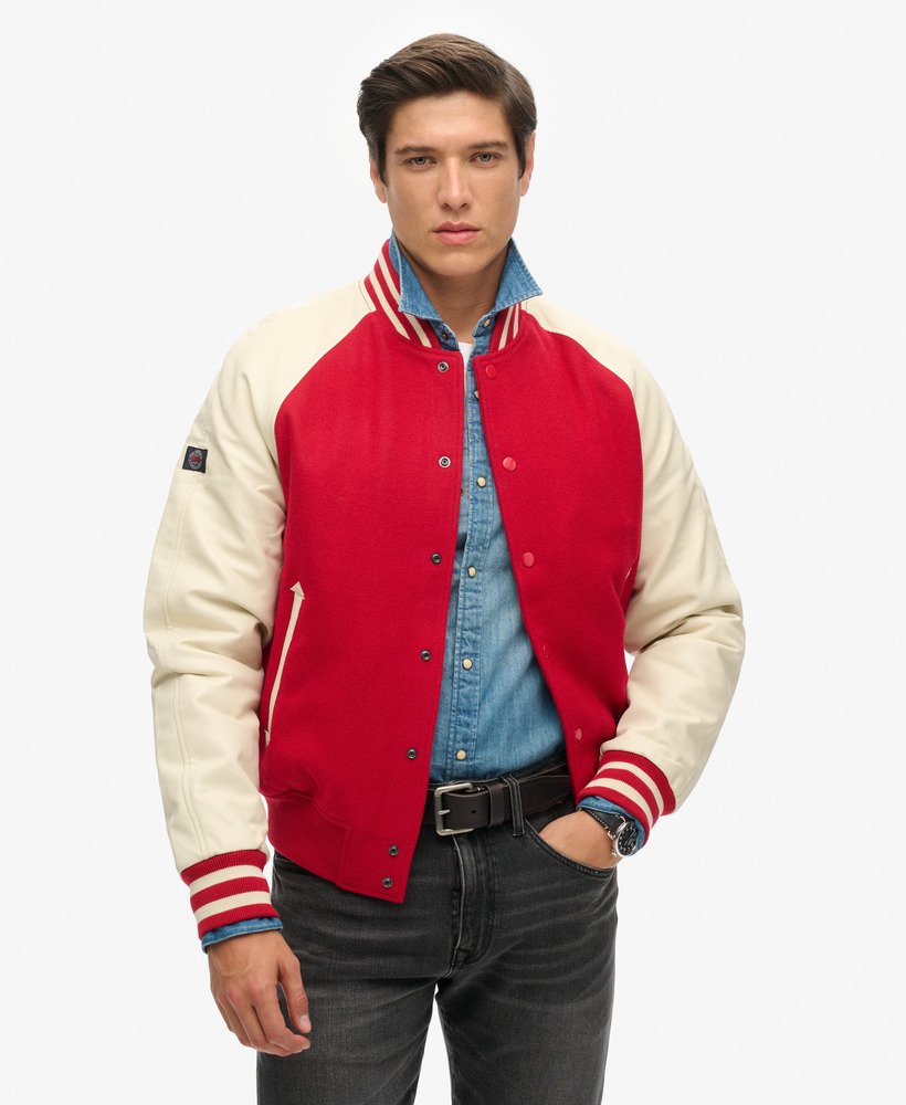 college varsity bomberjack in varsity red