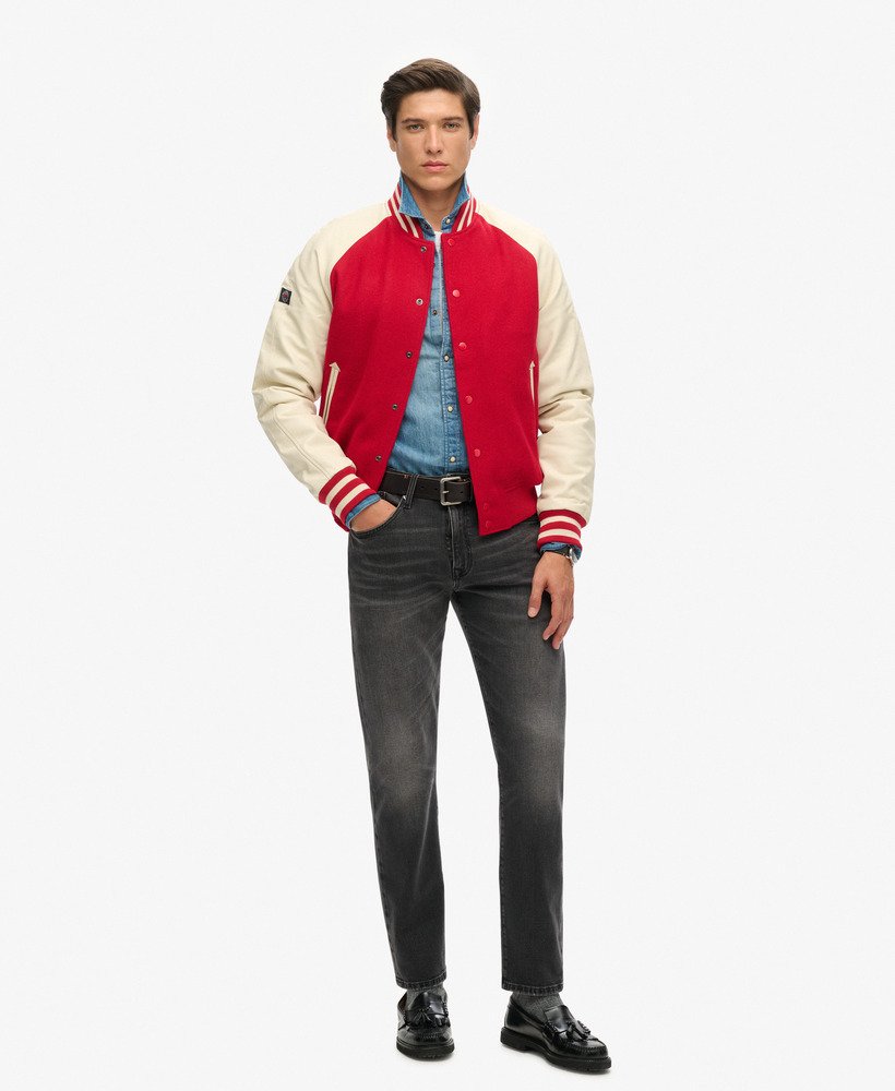 college varsity bomberjack in varsity red