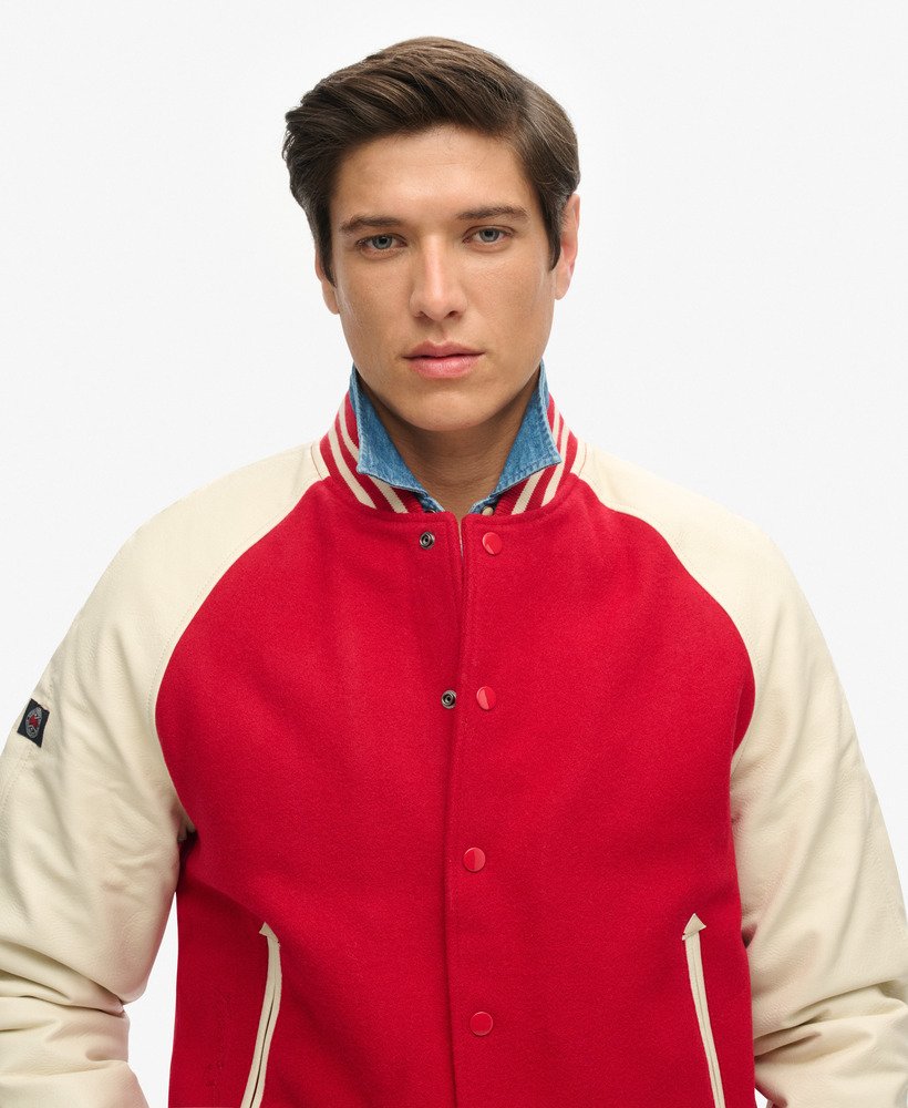 college varsity bomberjack in varsity red