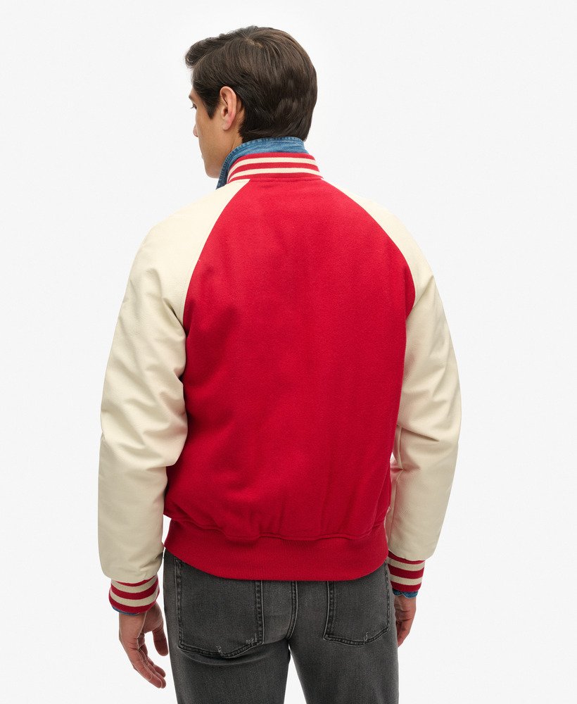 college varsity bomberjack in varsity red