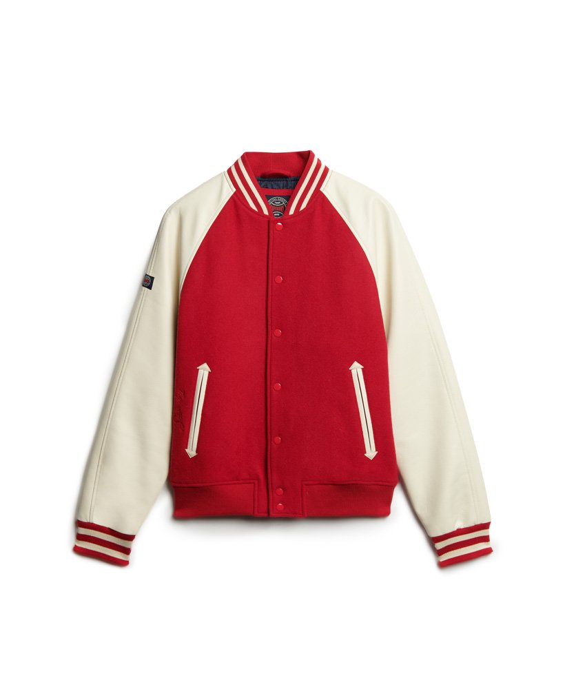 college varsity bomberjack in varsity red