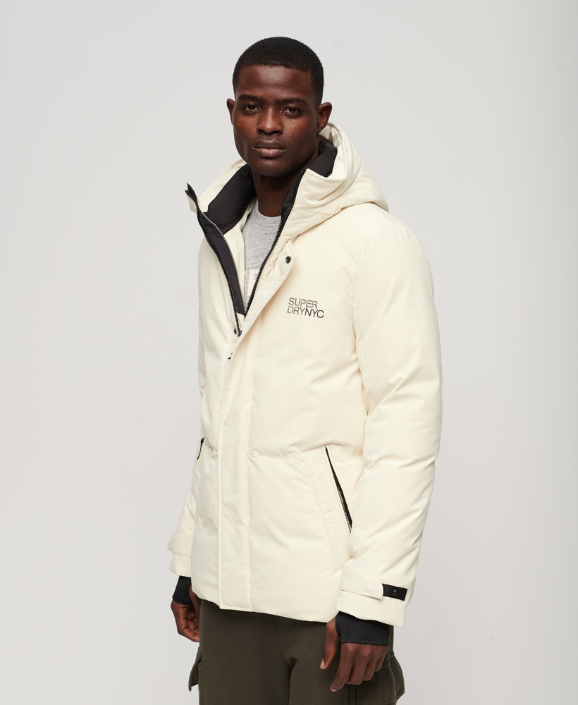 city gewatteerde windparka met capuchon in nordic bone grey