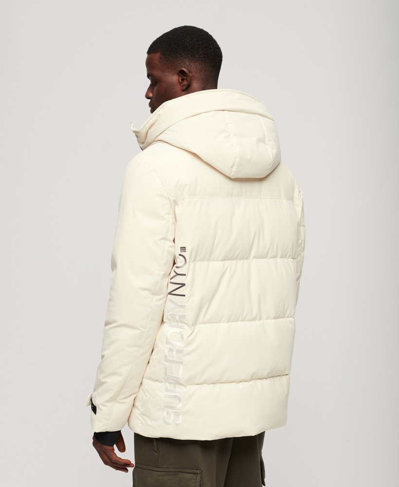 city gewatteerde windparka met capuchon in nordic bone grey