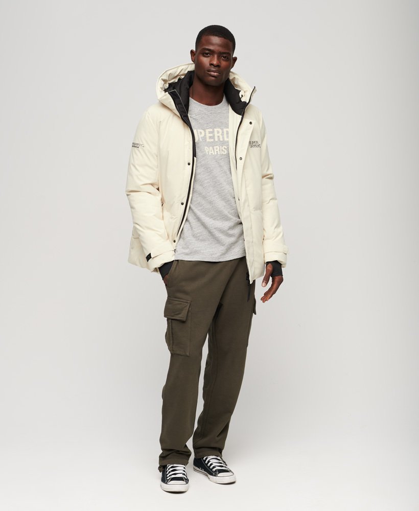 city gewatteerde windparka met capuchon in nordic bone grey