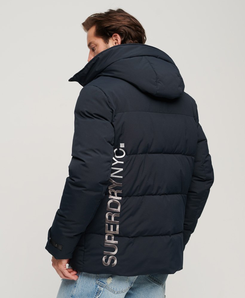 city gewatteerde windparka met capuchon in eclipse navy