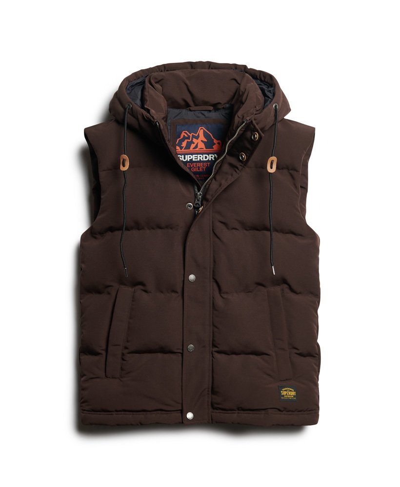 everest gewatteerd vest met capuchon in donkerbruin