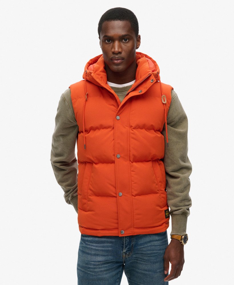 everest gewatteerd vest met capuchon in gepureerde pompoen-sinaasappelkleur