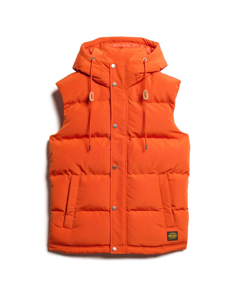 everest gewatteerd vest met capuchon in gepureerde pompoen-sinaasappelkleur