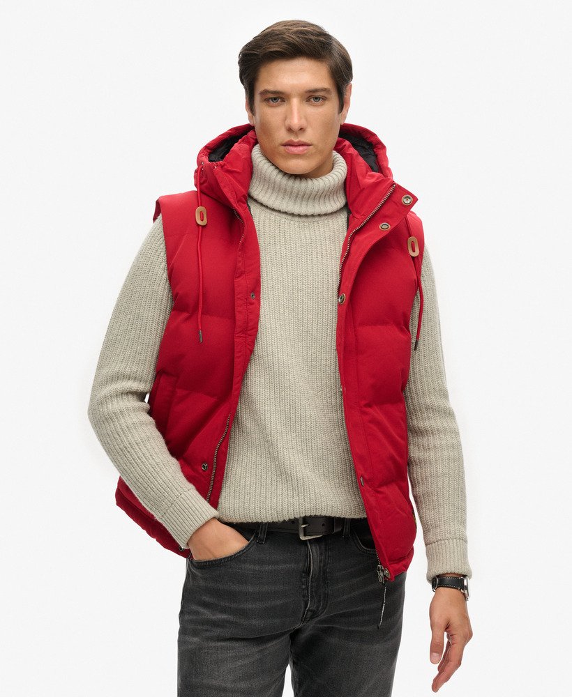 everest gewatteerd vest met capuchon in dieprood