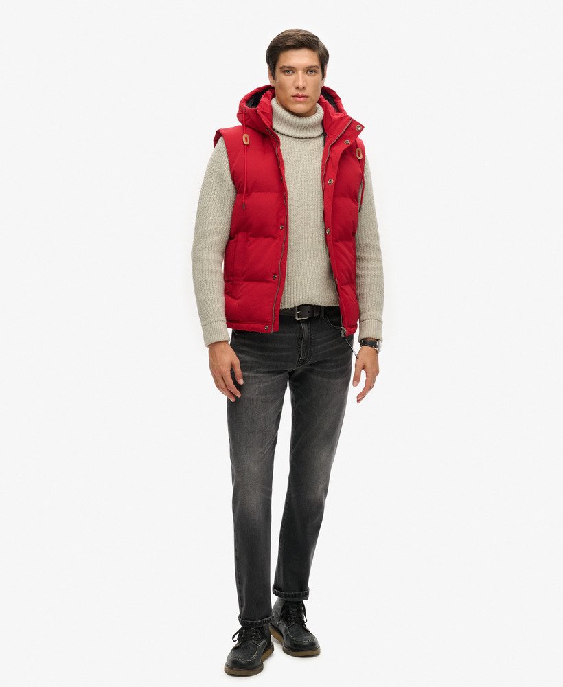 everest gewatteerd vest met capuchon in dieprood