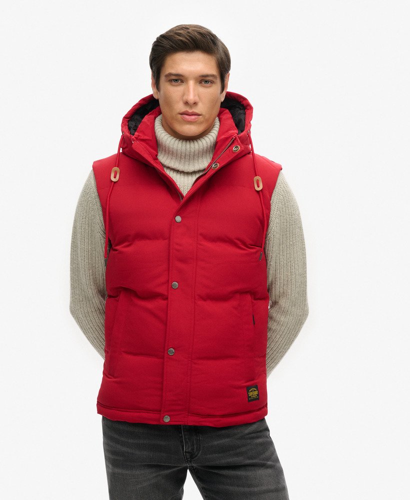 everest gewatteerd vest met capuchon in dieprood