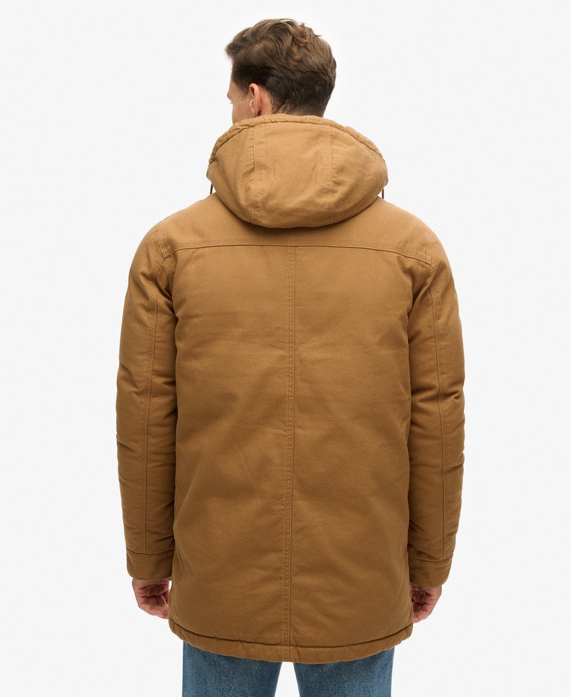 workwear parka met capuchon in de kleur tabaksbruin van denim co.